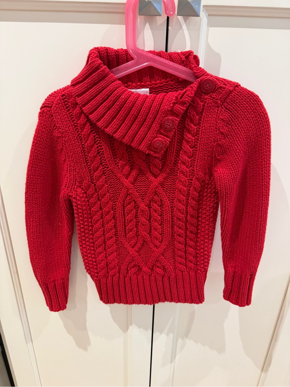 Old Navy Red Cable-Knit Button Collar Sweater
